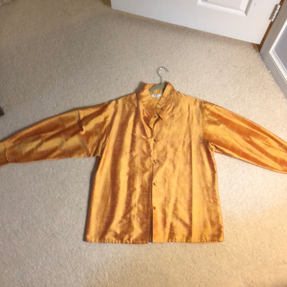 Vintage Gold 100% Silk Asian Inspired Jacket